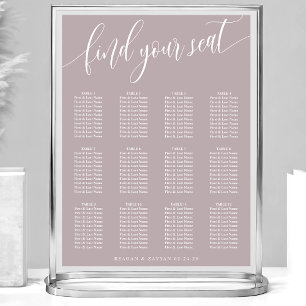 Póster Gráfico de Asientos de Boda Sencillo en Lavanda Po