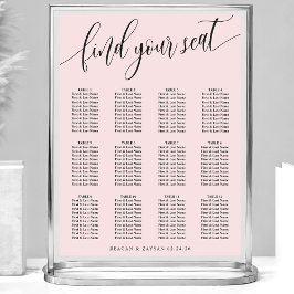 Póster Gráfico de Asientos de Boda Sencillo Rosa Rubor