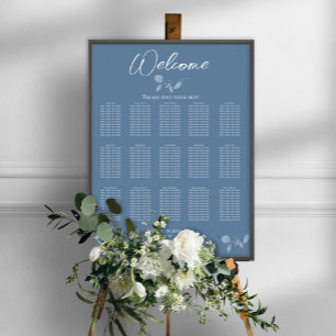 Póster Gráfico de Asientos de Boda Simple Azul