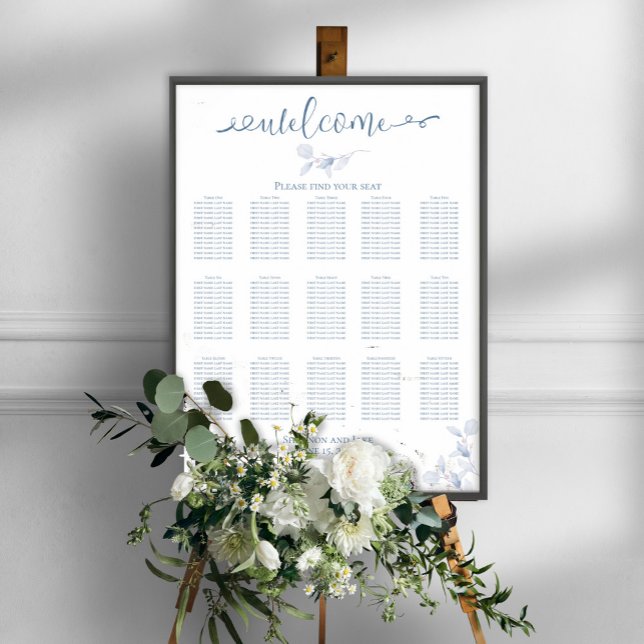 Póster Gráfico de Asientos de Boda Simple Azul Claro  (Subido por el creador)