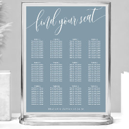 Póster Gráfico de Asientos de Boda Simple Azul Polvorient
