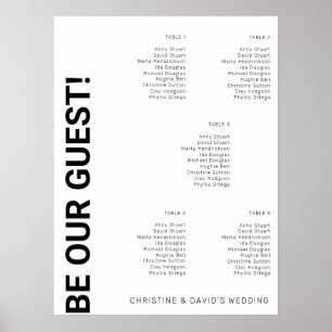 Póster Gráfico de asientos de boda Simple Blanco de 5 mes
