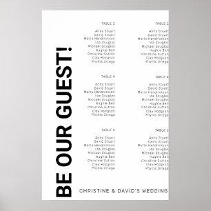 Póster Gráfico de asientos de boda Simple Blanco de 6 mes