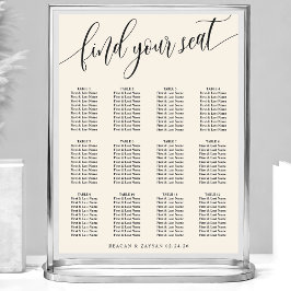 Póster Gráfico de Asientos de Boda Simple Crema Marfil