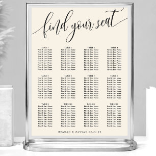 Póster Gráfico de Asientos de Boda Simple Crema Marfil