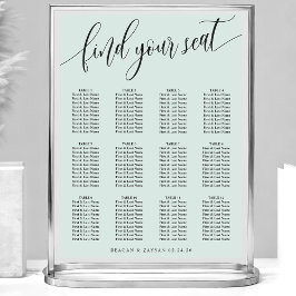 Póster Gráfico de Asientos de Boda Simple de Menta Pastel