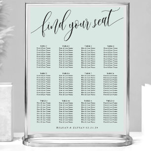 Póster Gráfico de Asientos de Boda Simple de Menta Pastel