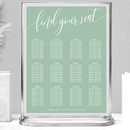 Póster Gráfico de Asientos de Boda Simple de Menta Polvor