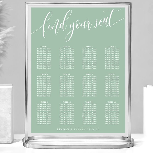 Póster Gráfico de Asientos de Boda Simple de Menta Polvor (Subido por el creador)
