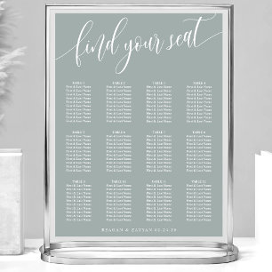 Póster Gráfico de Asientos de Boda Simple Dusty Sage
