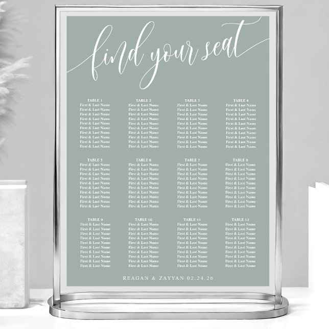 Póster Gráfico de Asientos de Boda Simple Dusty Sage (Subido por el creador)
