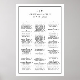 Póster Gráfico de Asientos de Boda Simple en Blanco y Neg
