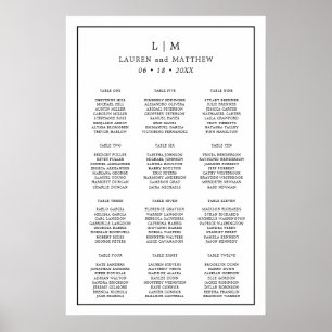 Póster Gráfico de Asientos de Boda Simple en Blanco y Neg
