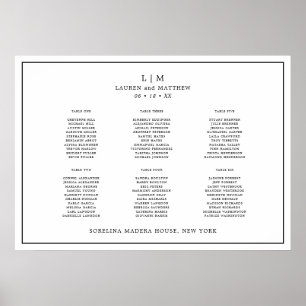 Póster Gráfico de Asientos de Boda Simple en Blanco y Neg