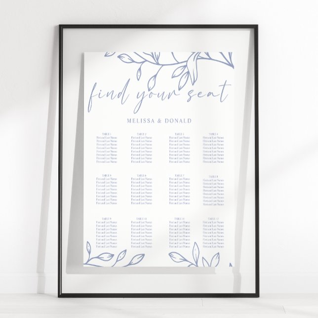 Póster Gráfico de Asientos de Boda Simple Flor de Vinca (Subido por el creador)