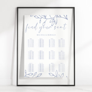 Póster Gráfico de Asientos de Boda Simple Flor de Vinca