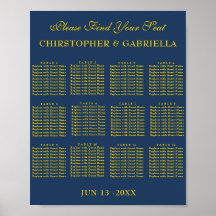 Gráfico de Asientos de Boda Simple Formal Azul Mar