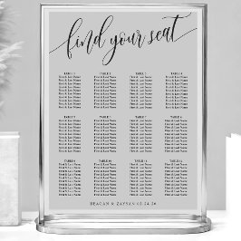Póster Gráfico de Asientos de Boda Simple Gris Suave