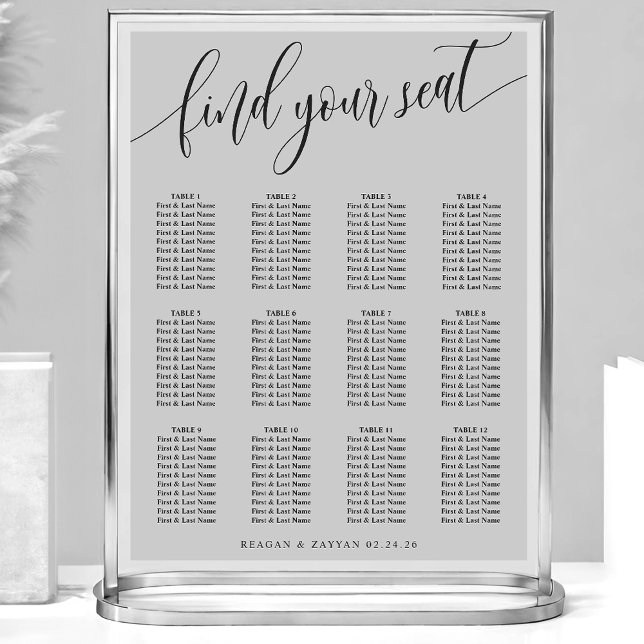 Póster Gráfico de Asientos de Boda Simple Gris Suave (Subido por el creador)
