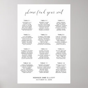 Póster Gráfico de Asientos de Boda Simple Minimalista Mod