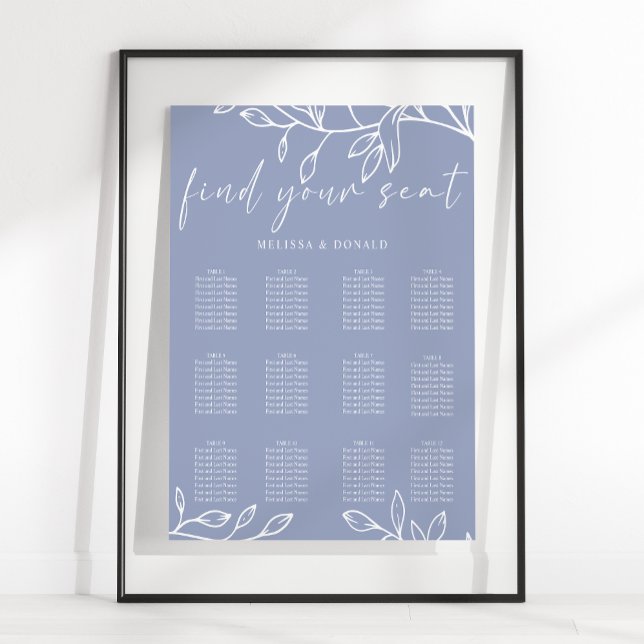 Póster Gráfico de Asientos de Boda Simple Periwinkle Flo (Subido por el creador)