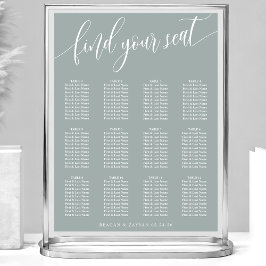 Póster Gráfico de Asientos de Boda Simple Polvo de Salvia