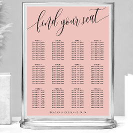 Póster Gráfico de Asientos de Boda Simple Rosa Coral Suav