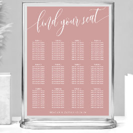 Póster Gráfico de Asientos de Boda Simple Rosa Polvo Rosa