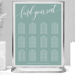 Póster Gráfico de Asientos de Boda Simple Teal Polvorient