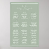 Gráfico de Asientos de Boda Simple Verde Sabio Mon