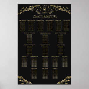 Póster Gráfico de Asientos de Boda Tarot Místico Elegante