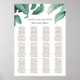 Póster Gráfico de asientos de boda tropical con acuarela 