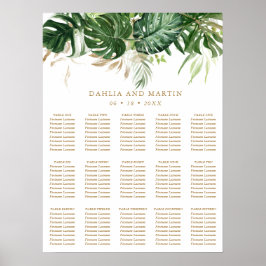 Póster Gráfico de Asientos de Boda Tropical Dorado Modern