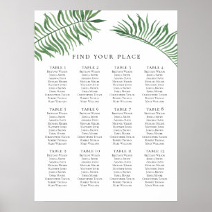 Póster Gráfico de asientos de boda tropical impresión. Ex