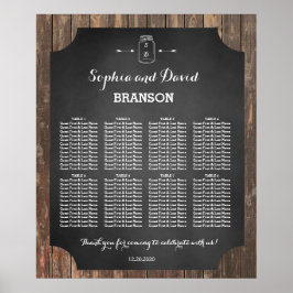 Póster Gráfico de Asientos de Boda Único Rústico en Frasc