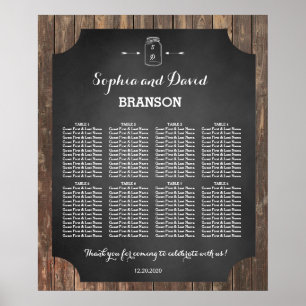 Póster Gráfico de Asientos de Boda Único Rústico en Frasc