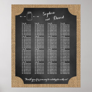 Póster Gráfico de Asientos de Boda Único Rústico en Frasc