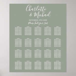 Póster Gráfico de Asientos de Boda Verde Salvia Signature