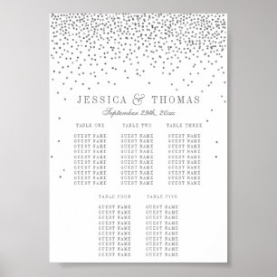 Póster Gráfico de Asientos de Boda Vintage Glam Plata Con