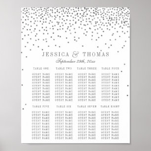 Póster Gráfico de Asientos de Boda Vintage Glam Plata Con