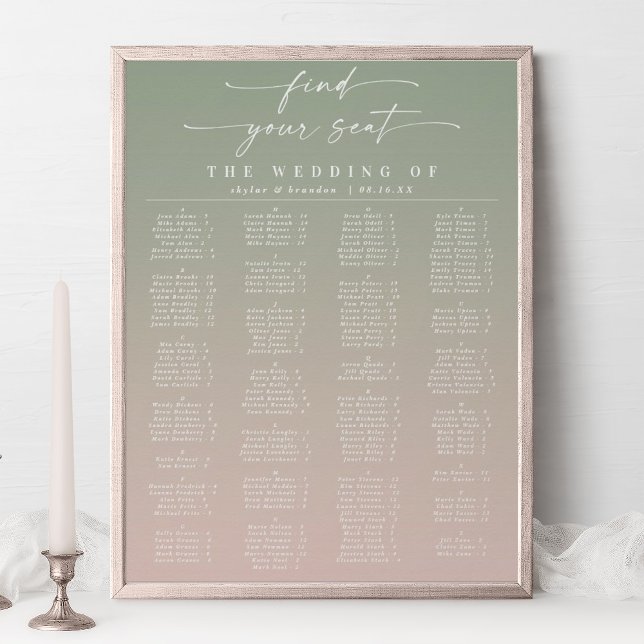 Póster Gráfico de asientos de Bodas alfabéticos verde y r (Subido por el creador)