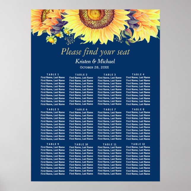 Póster Gráfico de asientos de Bodas azules de la Marina R (Frente)
