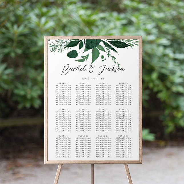 Póster Gráfico de asientos de Bodas botánicos verdes silv (Subido por el creador)