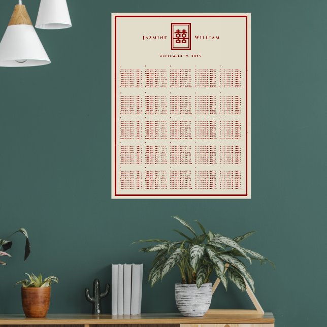 Póster Gráfico de Asientos de Bodas Chinas Felicidad Dobl (Salón 1)
