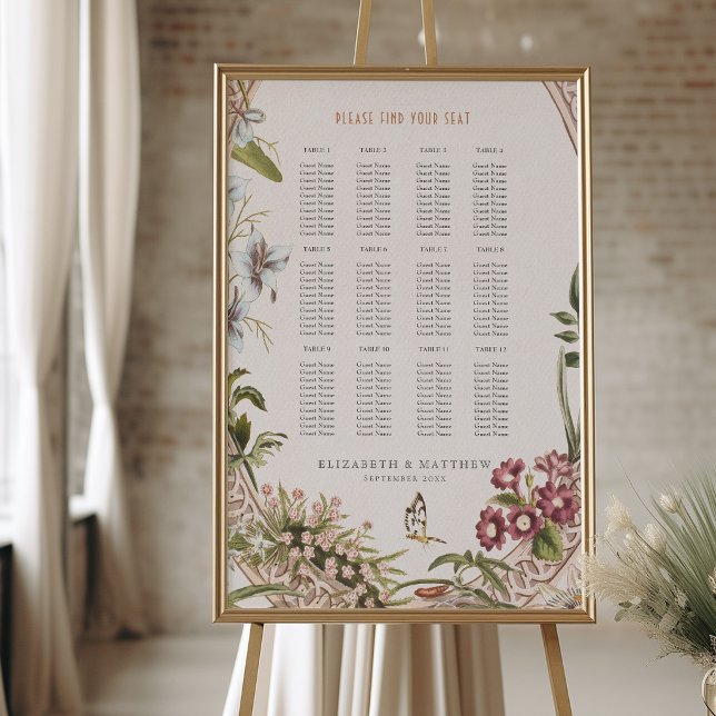 Póster Gráfico de Asientos de Bodas con Flores Silvestres (Subido por el creador)