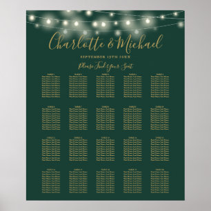 Póster Gráfico de Asientos de Bodas con Luces de Cuerda V