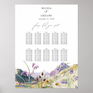 Póster Gráfico de asientos de Bodas de flores silvestres