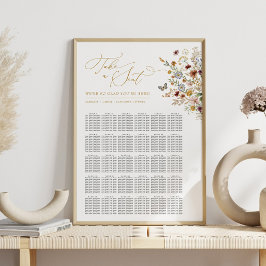 Póster Gráfico de asientos de Bodas de flores silvestres