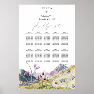 Póster Gráfico de asientos de Bodas de flores silvestres