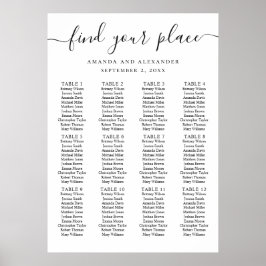 Póster Gráfico de asientos de bodas de guiones blancos y